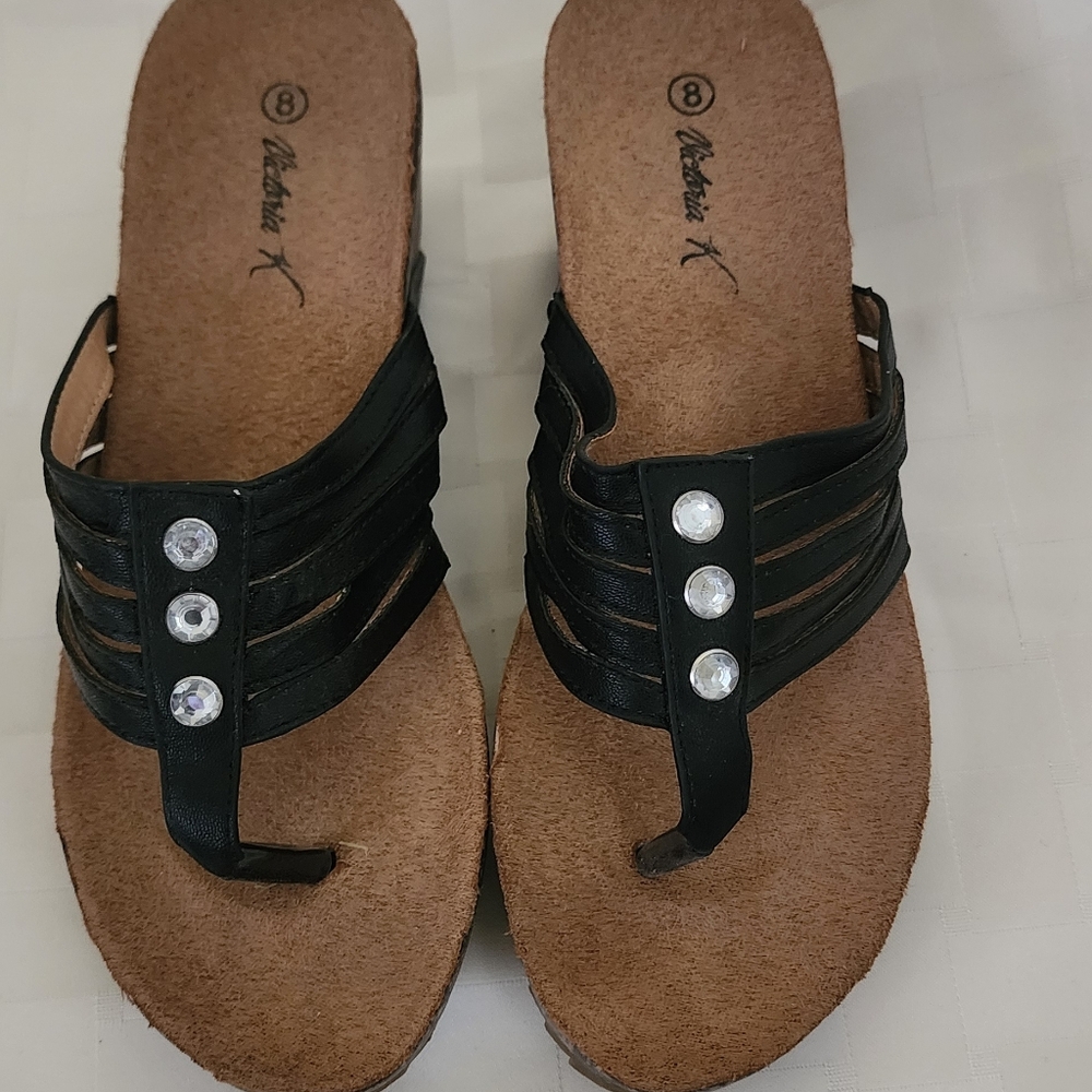 Victoria K Black Strappy Sandals